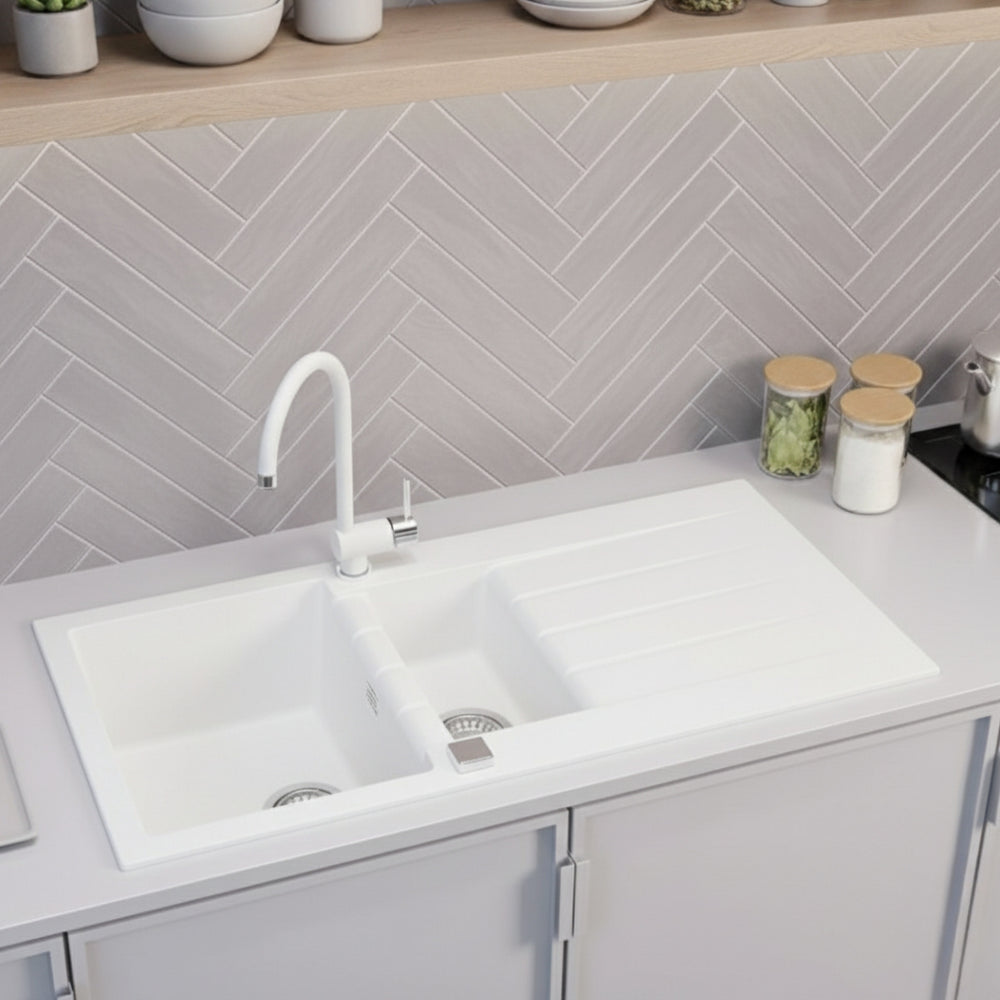 Alveus Cadit 80 Inset Sink for 600mm Cabinet in One and Half Bowl Arctic Life Style