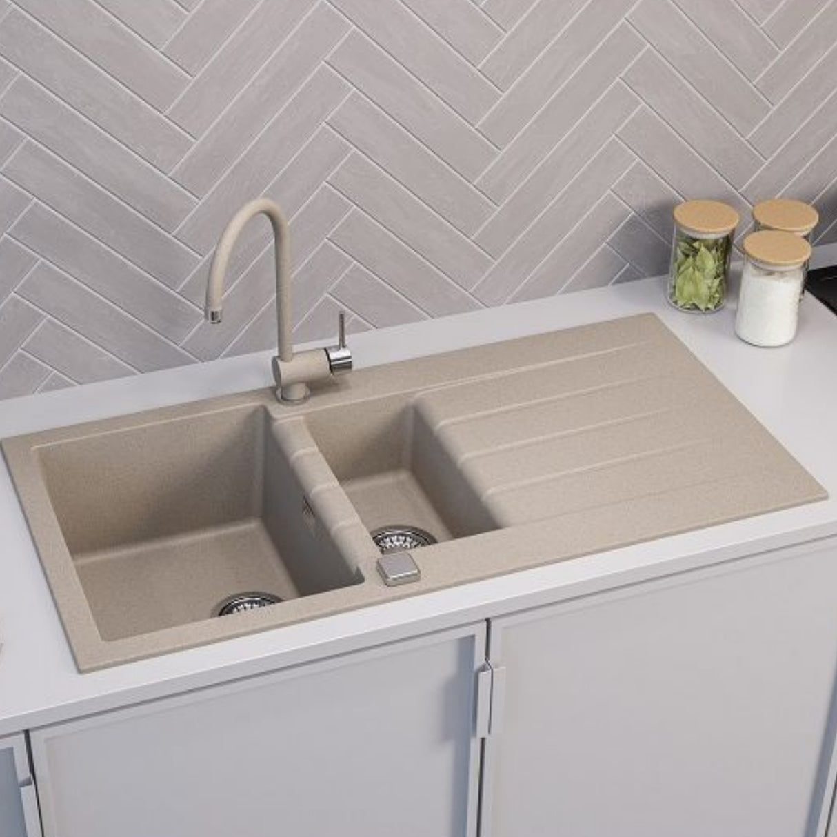 Alveus Cadit 80 Inset Sink for 600mm Cabinet in One and Half Bowl Life Style