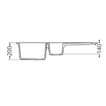 Alveus Cadit 80 Inset Sink For 600mm Cabinet In One and half bowl Arctic 1140599N Dimensions