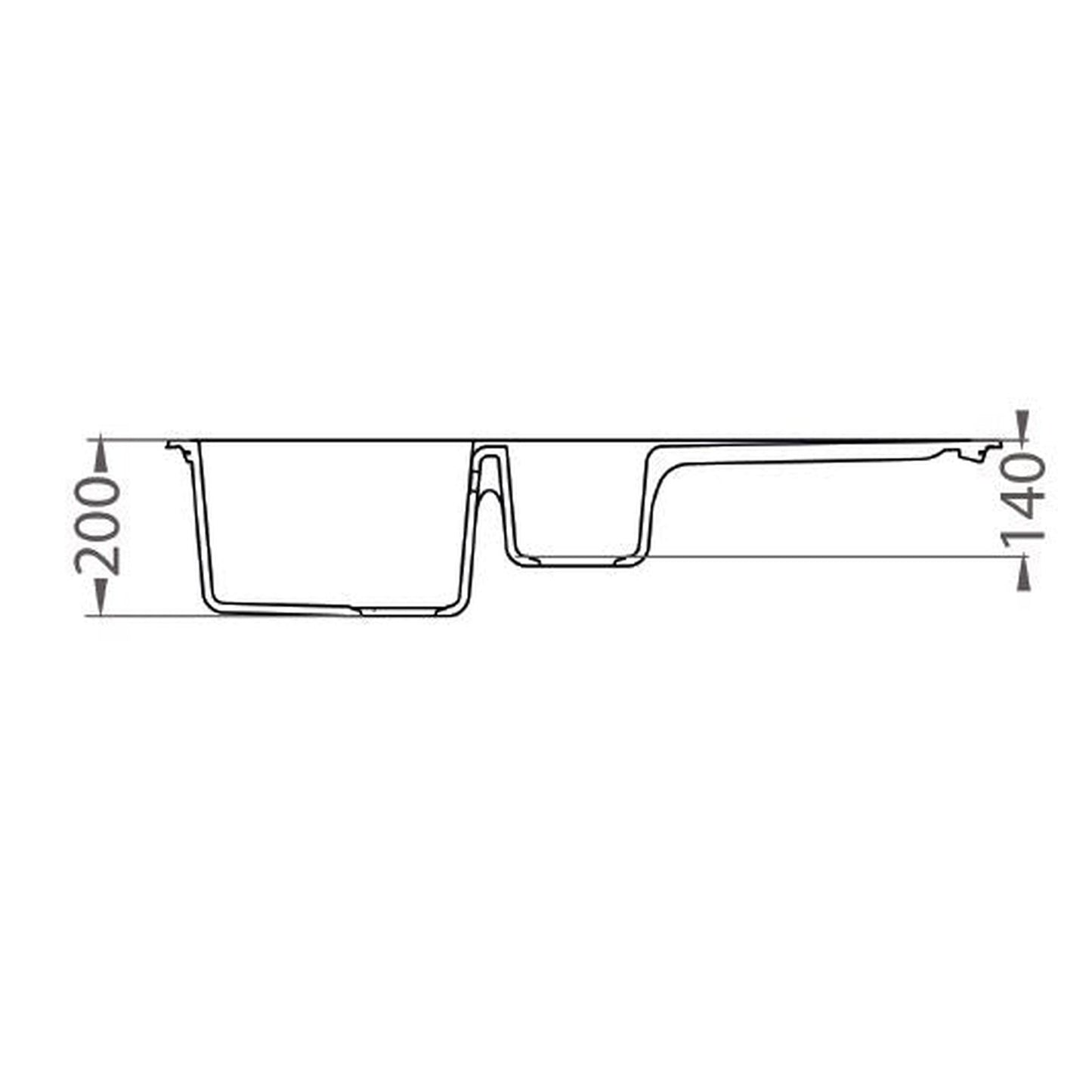 Alveus Cadit 80 Inset Sink For 600mm Cabinet In One and half bowl Carbon 1140603N Dimensions