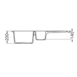 Alveus Cadit 80 Inset Sink For 600mm Cabinet In One and half bowl Carbon 1140603N Dimensions
