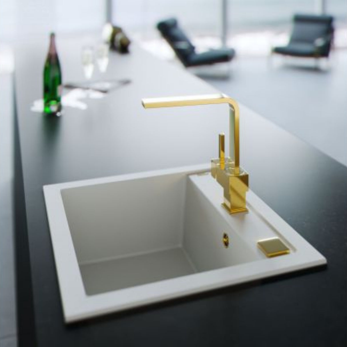 Alveus Laguna Monarch Kitchen Tap with Single Lever in Gold Life Style