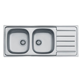 Alveus Line 100 Inset Sink For 800mm Cabinet In Double Bowl Single Drainer Stainless Steel