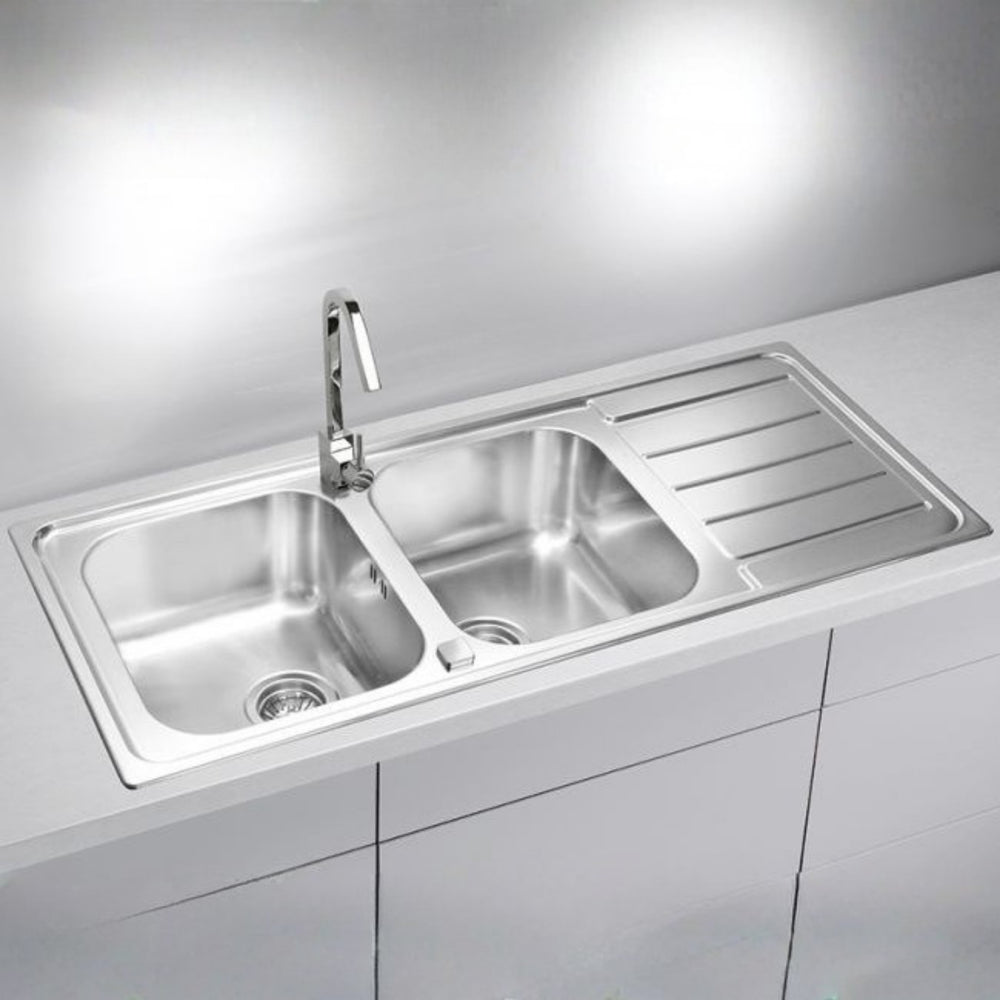 Alveus Line 100 Inset Sink For 800mm Cabinet In Double Bowl Single Drainer Stainless Steel Life Style