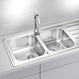 Alveus Line 100 Inset Sink For 800mm Cabinet In Double Bowl Single Drainer Stainless Steel Life Style