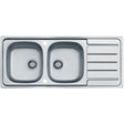 Alveus Line 100 Inset Sink For 800mm Cabinet In Double bowl single drainer Stainless Steel 1149124N