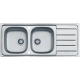 Alveus Line 100 Inset Sink For 800mm Cabinet In Double bowl single drainer Stainless Steel 1149124N
