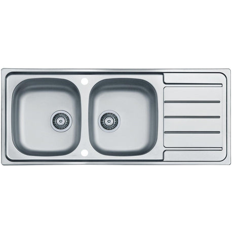 Alveus Line 100 Inset Sink For 800mm Cabinet In Double bowl single drainer Stainless Steel 1149124N