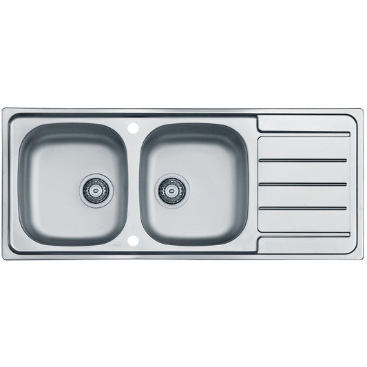 Alveus Line 100 Inset Sink For 800mm Cabinet In Double bowl single drainer Stainless Steel 1149124N