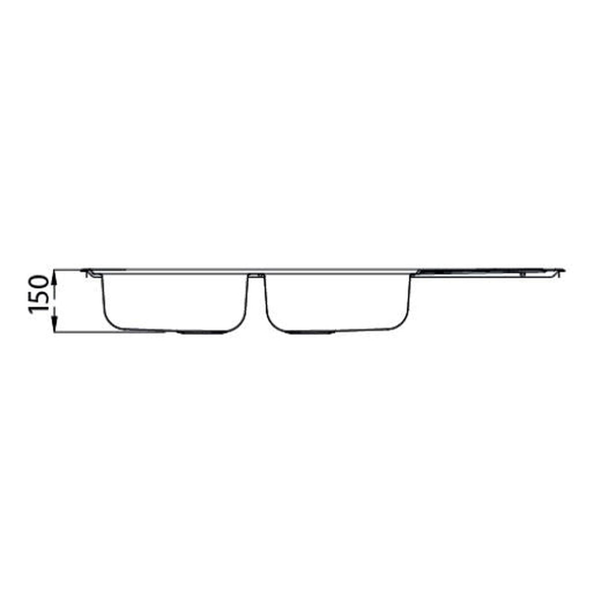 Alveus Line 100 Inset Sink For 800mm Cabinet In Double bowl single drainer Stainless Steel 1149124N Dimensions