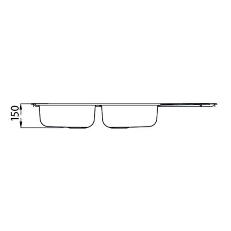 Alveus Line 100 Inset Sink For 800mm Cabinet In Double bowl single drainer Stainless Steel 1149124N Dimensions