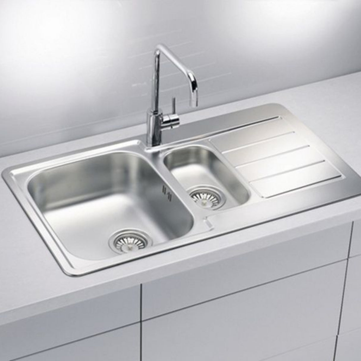 Alveus Line 70 Inset Sink For 500mm Cabinet in One and Half Bowl Stainless Steel Life Style