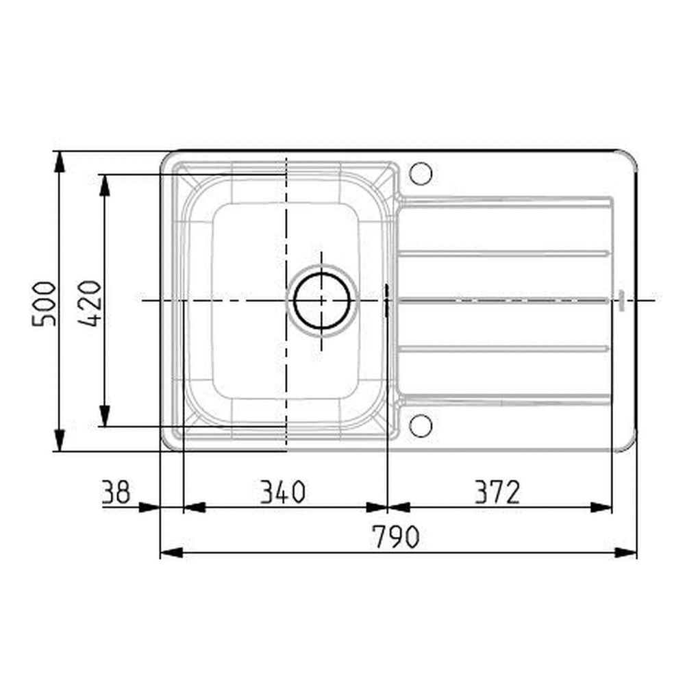 Alveus Line 80 Inset Sink for 450mm Cabinet in One and Half Bowl Stainless Steel Dimensions