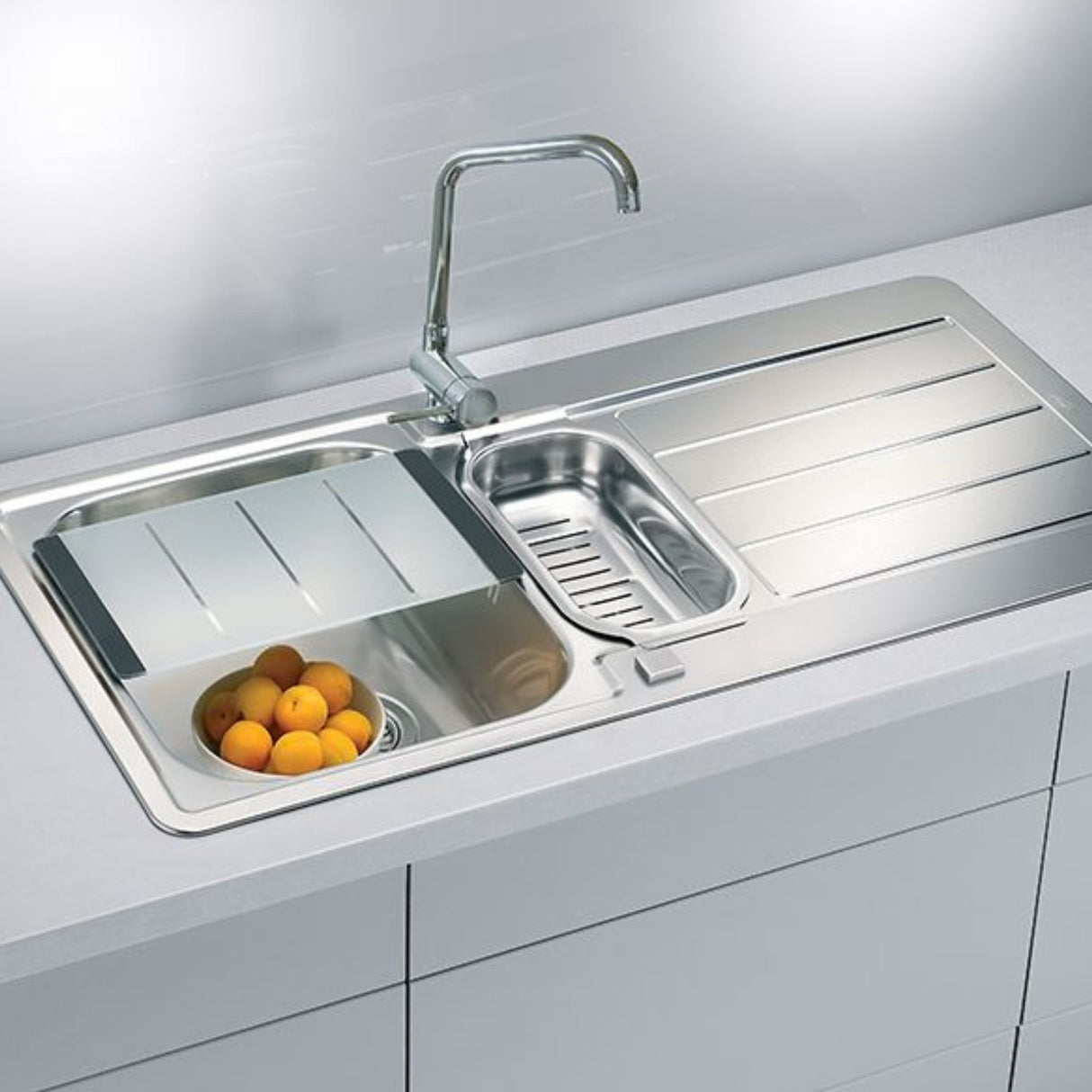 Alveus Line Maxim 10 Inset Sink for 600mm Cabinet in One and Half Bowl Stainless Steel Life Style