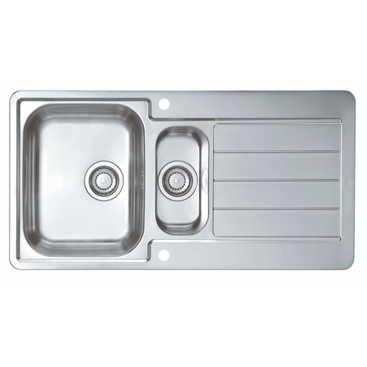 Alveus Line Maxim 10 Inset Sink For 600mm Cabinet In One and half bowl Stainless Steel 1085943N