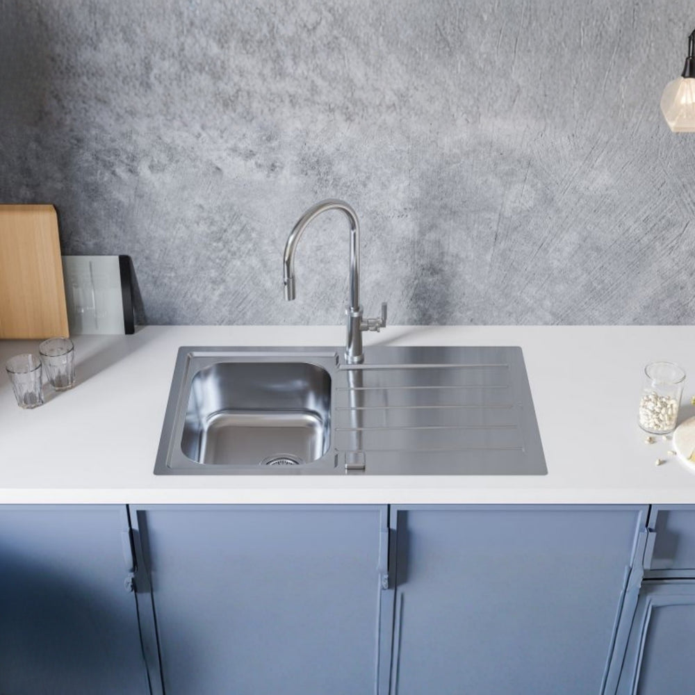 Alveus Line Maxim 20 Inset Sink For 500mm Cabinet In Single Bowl Single Drainer Stainless Steel Life Style