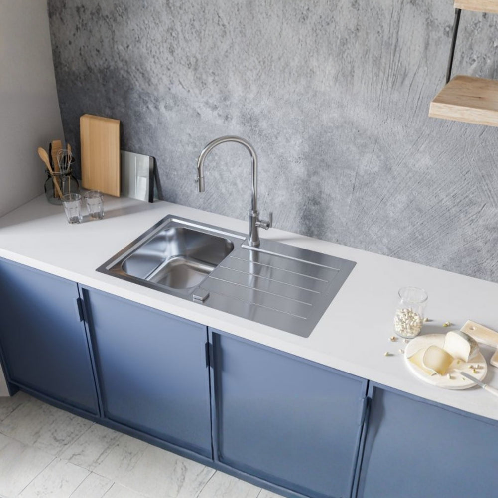 Alveus Line Maxim 20 Inset Sink For 500mm Cabinet In Single Bowl Single Drainer Stainless Steel Life Style