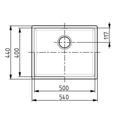 Alveus Monarch Kombino 50 Undermount Sink For 600mm Cabinet In Single Bowl Stainless Steel 1100237N Dimensions