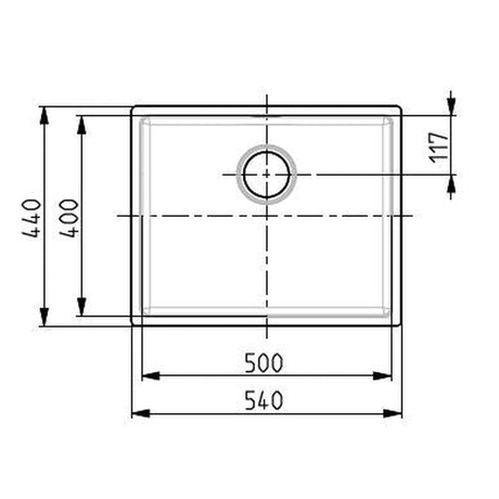 Alveus Monarch Kombino 50 Undermount Sink For 600mm Cabinet In Single Bowl Stainless Steel 1100237N Dimensions