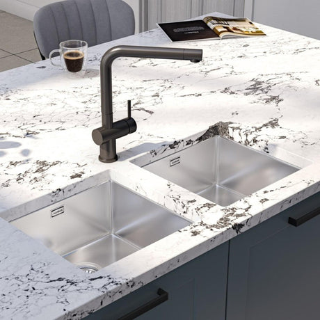 Alveus Monarch Kombino 20 Undermount Sink For 400mm Cabinet In Single Bowl Anthracite 1124289N Lifestyle