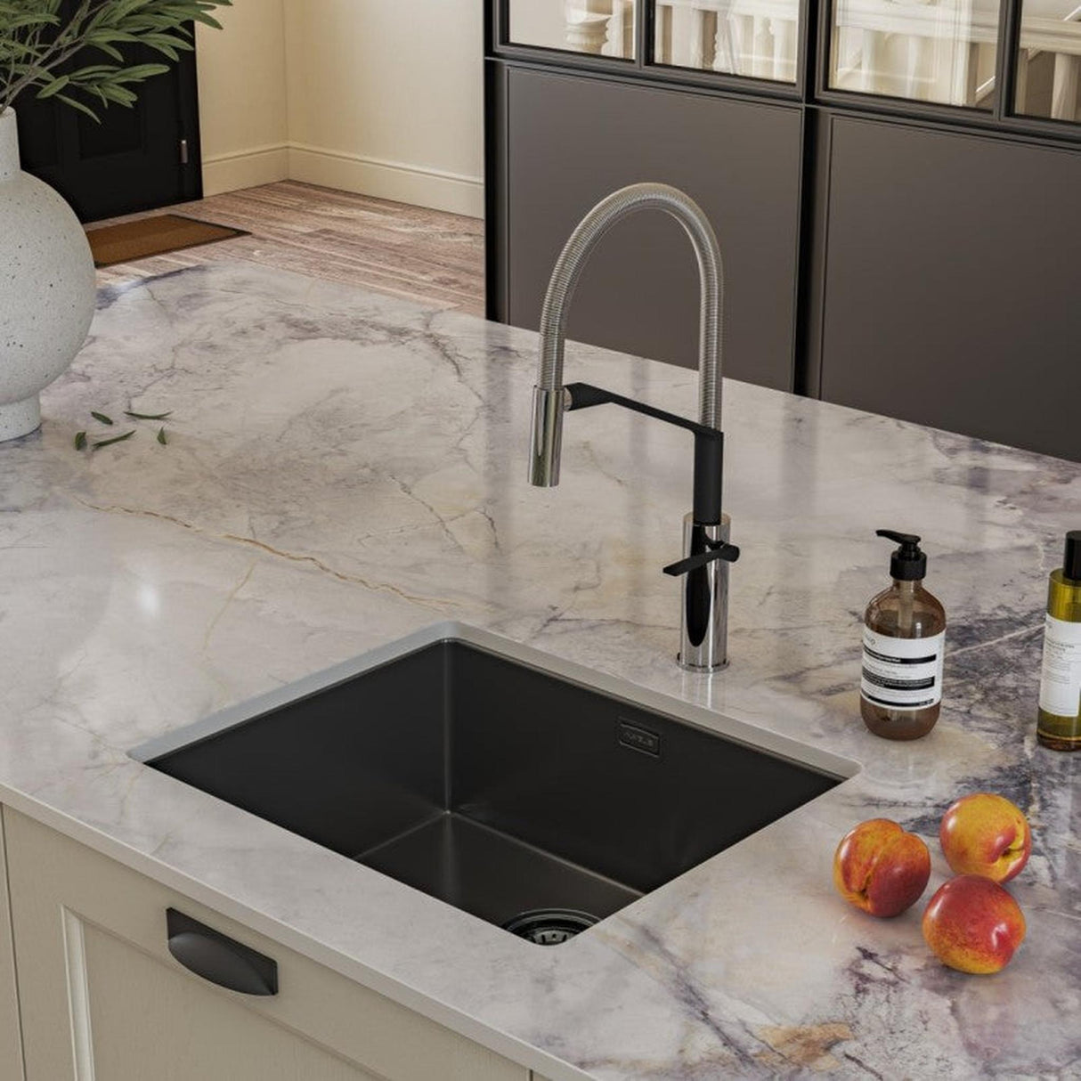 Alveus Monarch Kombino 50 Undermount Sink For 600mm Cabinet In Single Bowl Bronze 1122674N Lifestyle