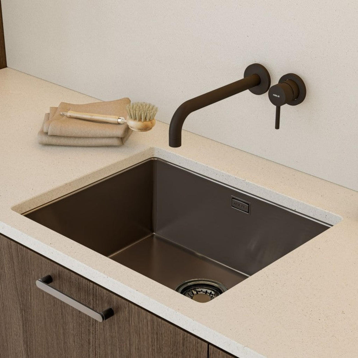 Alveus Monarch Kombino 50 Undermount Sink For 600mm Cabinet In Single Bowl Bronze 1122674N Lifestyle