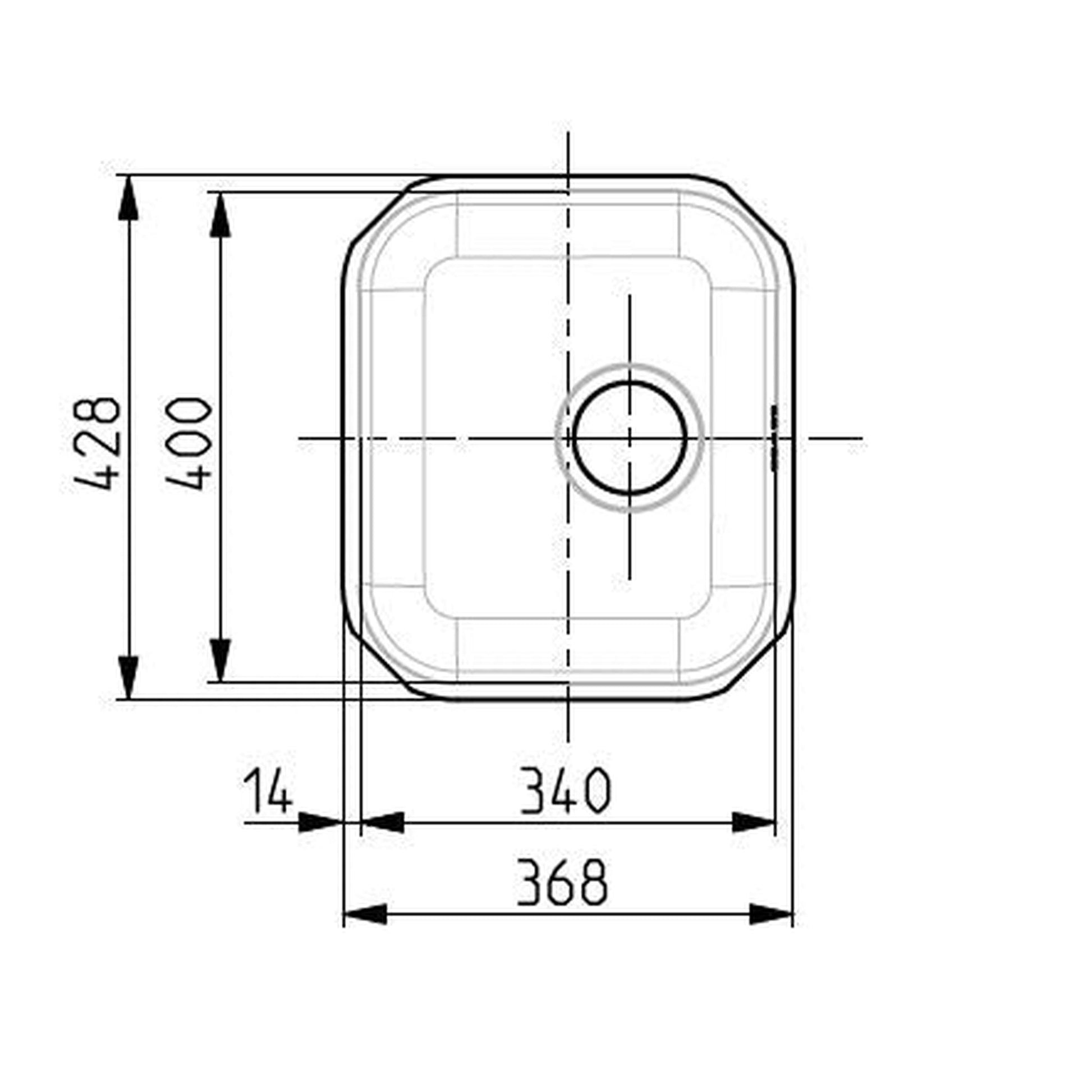 Alveus Monarch Variant 40 Undermount Sink For 300mm Cabinet In Single Bowl Gold 1113584N Dimensions