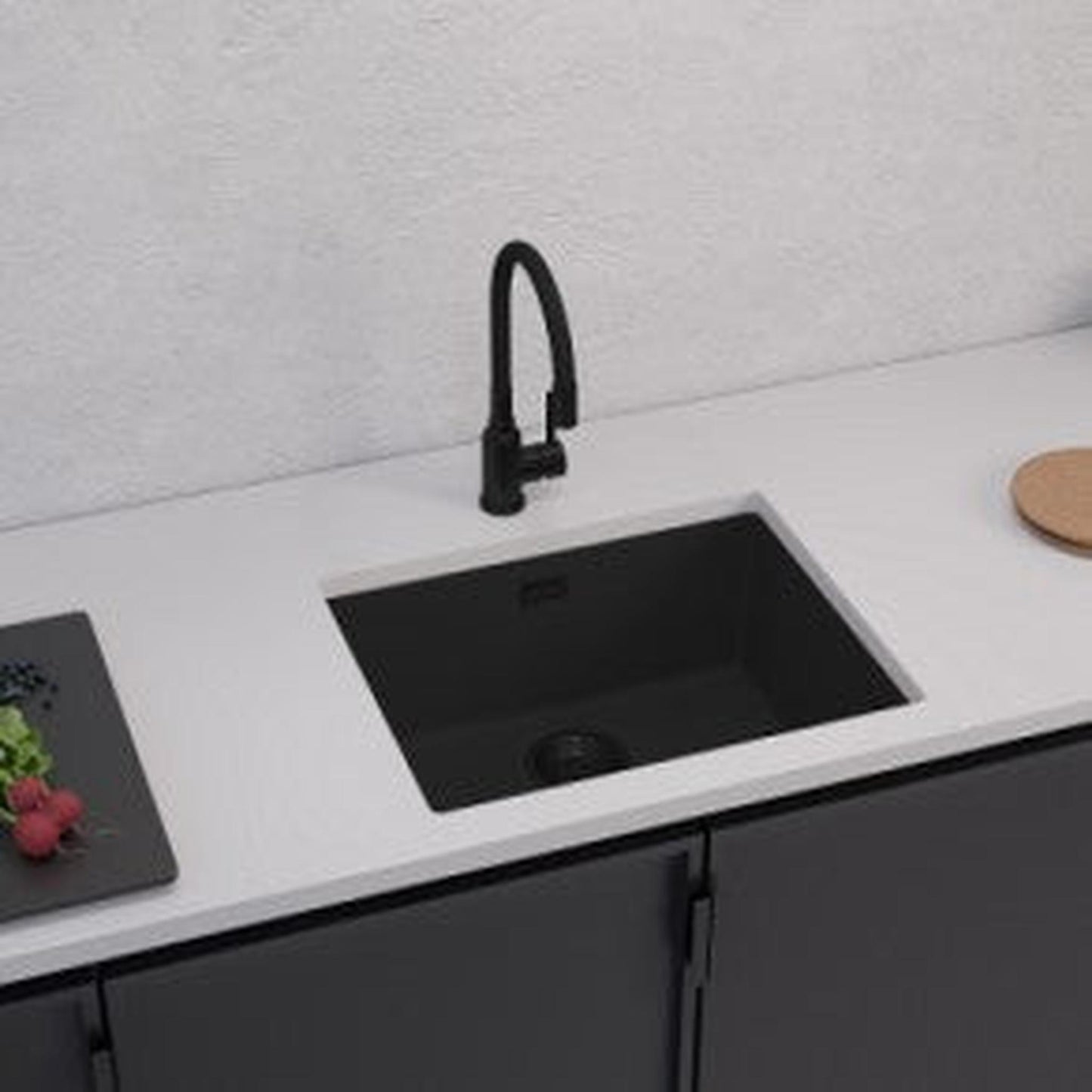 Alveus Omni 30 Undermount Sink For 600mm Cabinet In Single bowl Black  1150057N Lifestyle