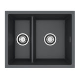 Alveus Omni 50 Undermount Sink for 600mm Cabinet In Single Bowl Single Drainer Black Front View