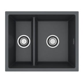 Alveus Omni 50 Undermount Sink for 600mm Cabinet In Single Bowl Single Drainer Black Front View