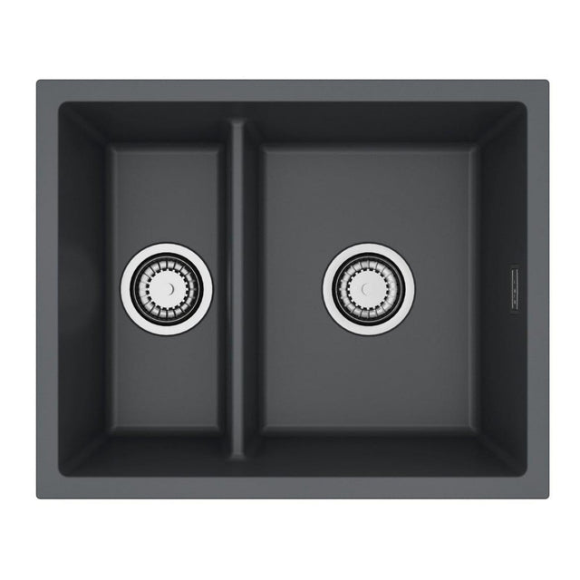 Alveus Omni 50 Undermount Sink for 600mm Cabinet In Single Bowl Single Drainer Black Front View