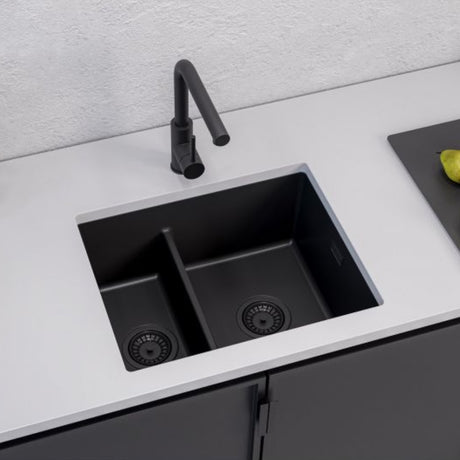 Alveus Omni 50 Undermount Sink for 600mm Cabinet In Single Bowl Single Drainer Black Life Style 2
