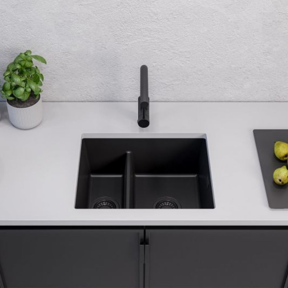 Alveus Omni 50 Undermount Sink for 600mm Cabinet In Single Bowl Single Drainer Carbon Life Style