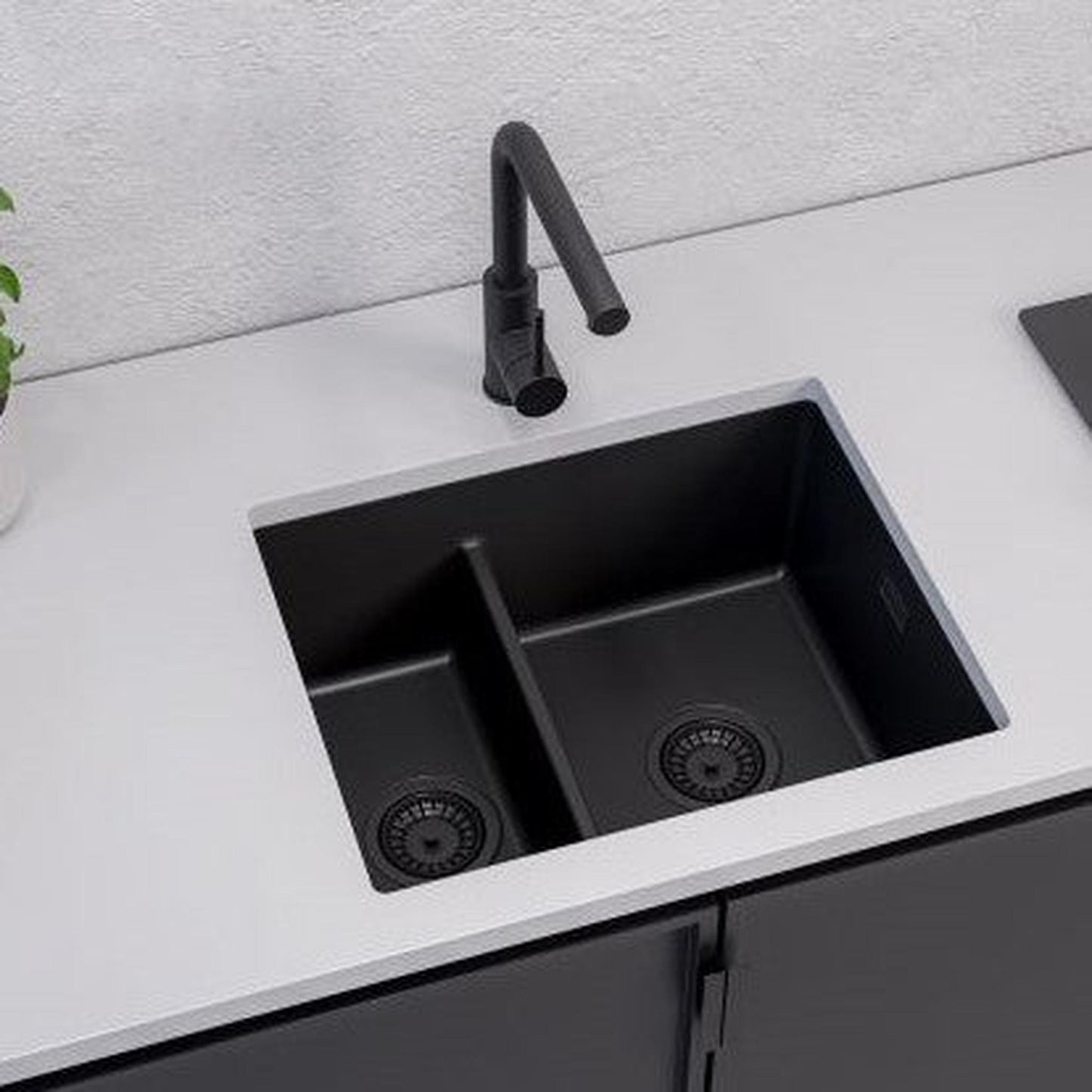 Alveus Omni 50 Undermount Sink For 600mm Cabinet In Single bowl single drainer Black 1150071N Lifestyle