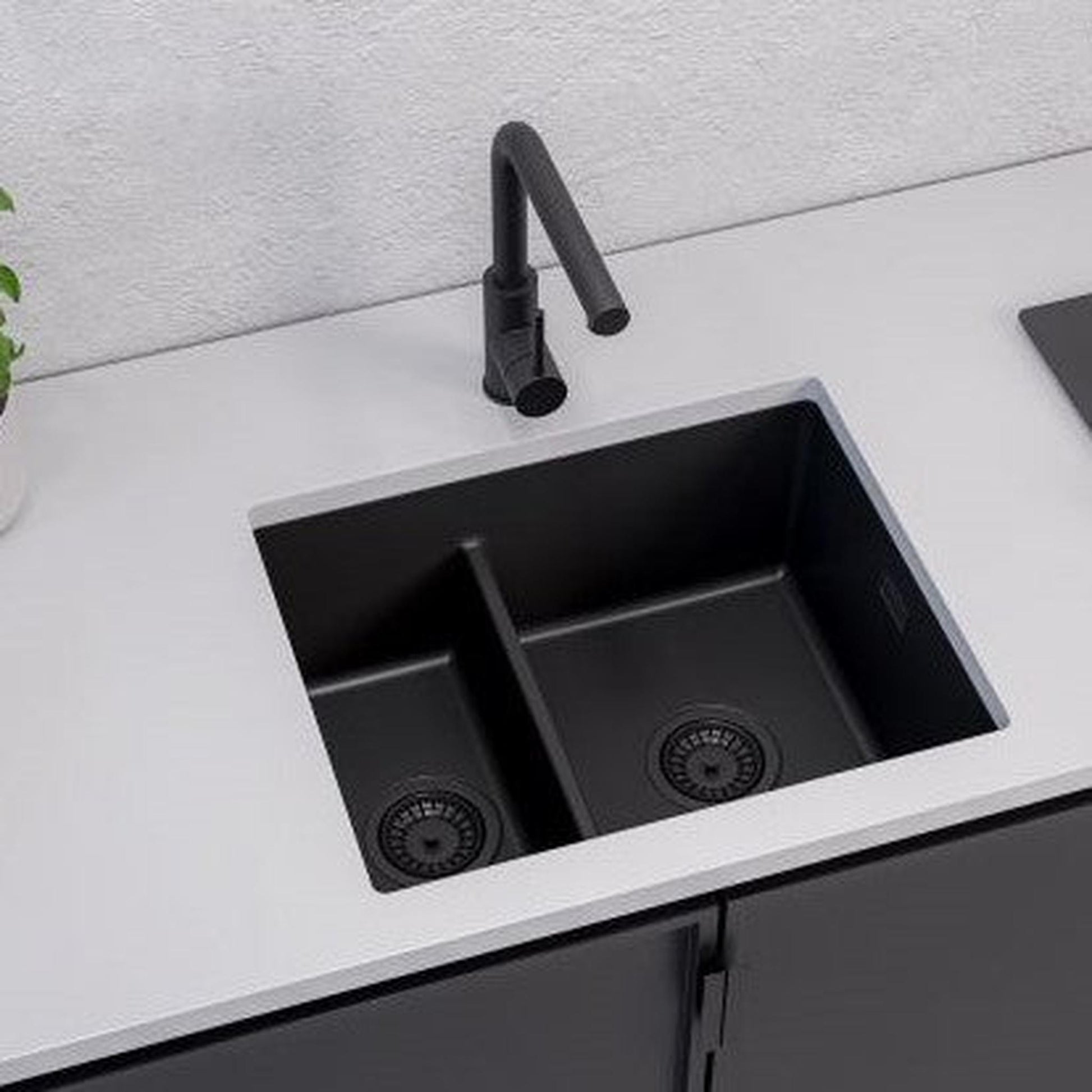 Alveus Omni 50 Undermount Sink For 600mm Cabinet In Single bowl single drainer Black 1150071N Lifestyle