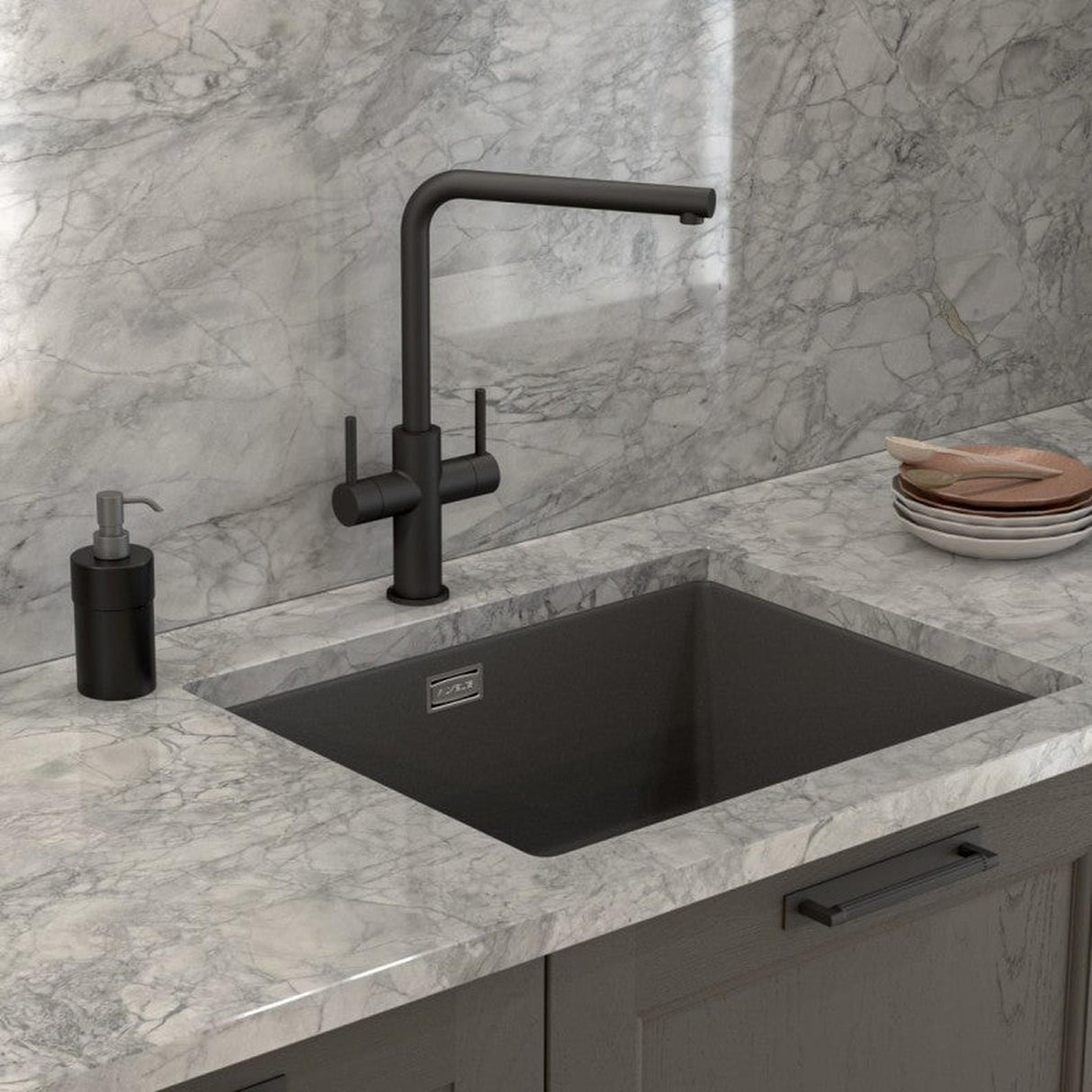 Alveus Quadrix 50 Sink For 600-800mm Cabinet In Single Bowl Twilight 1108038N Lifestyle