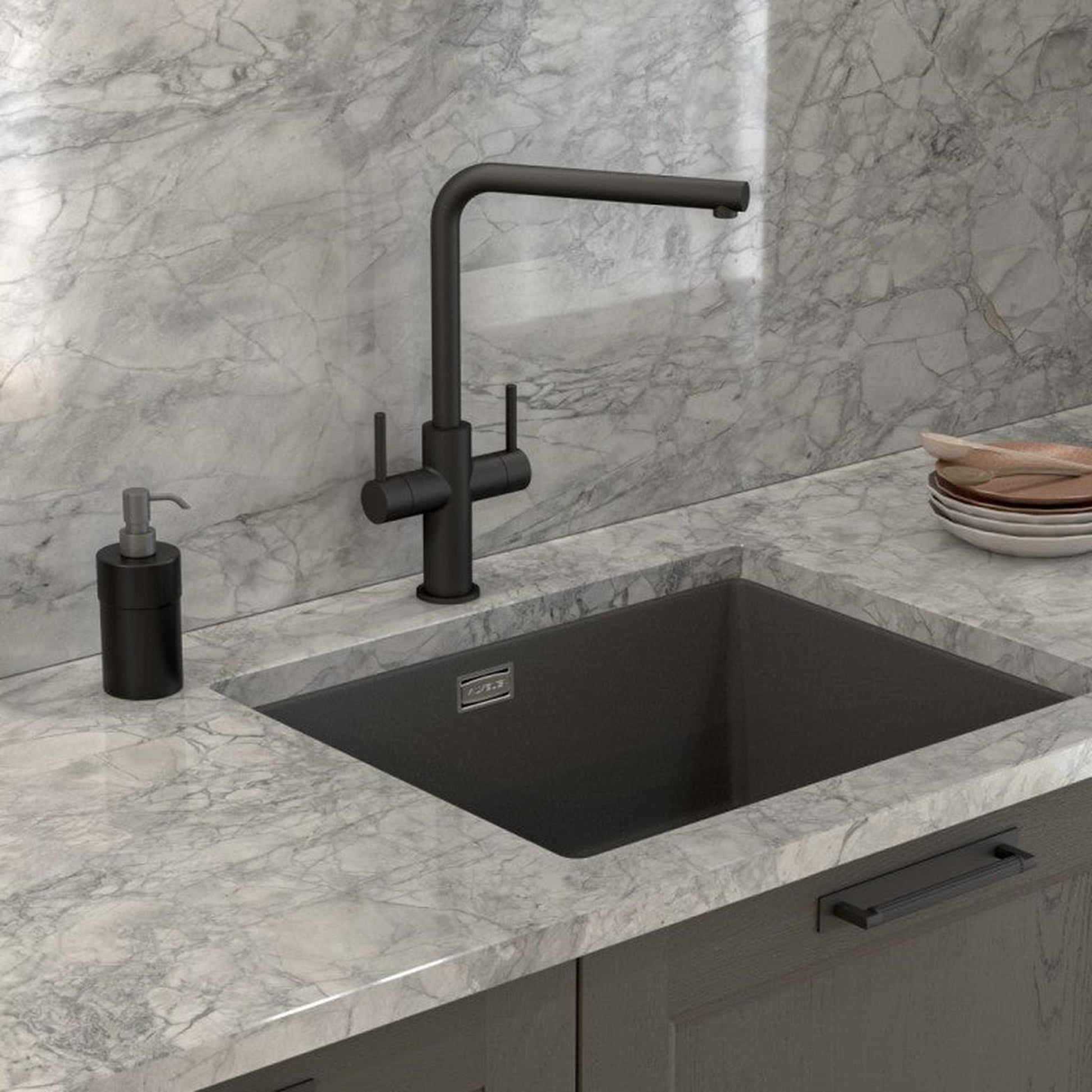 Alveus Quadrix 50 Sink For 800-900mm Cabinet In Single Bowl Pebble 1108035N Lifestyle