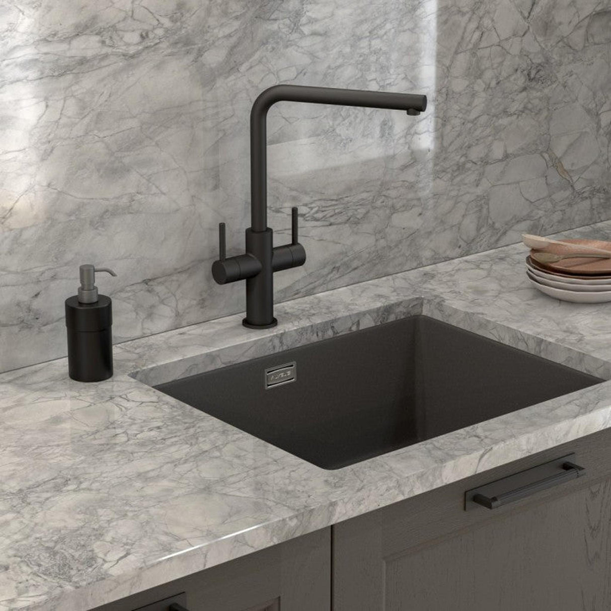 Alveus Quadrix 50 Sink For 800-900mm Cabinet In Single Bowl Steel 1108037N Lifestyle