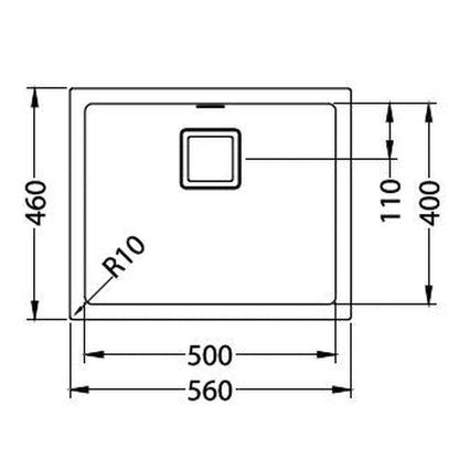 Alveus Quadrix 50 Sink For 800-900mm Cabinet In Single Bowl Steel 1108037N Dimensions