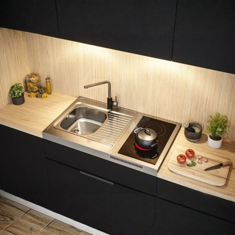 Alveus Selma Kitchen Tap in Black & Chrome Finish with Single Lever Mixer Life Style