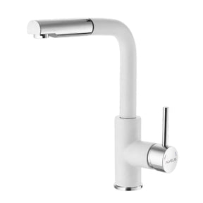 Alveus Siros-P Pull-Out L-Spout Kitchen Mixer Tap with Single Lever in Arctic