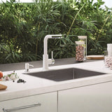 Alveus Siros-P Pull-Out L-Spout Kitchen Mixer Tap with Single Lever in Arctic Life Style