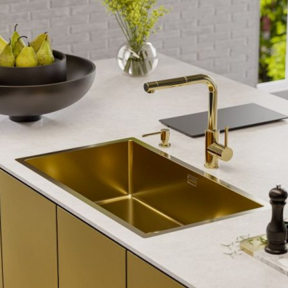 Alveus Zeos-P Monarch Kitchen Mixer Tap Pull-Out with Single Lever Control in Gold Life Style