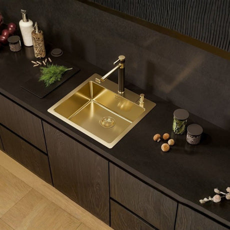 Alveus Zina Monarch Kitchen Mixer Tap with Single Lever in Gold Life Style