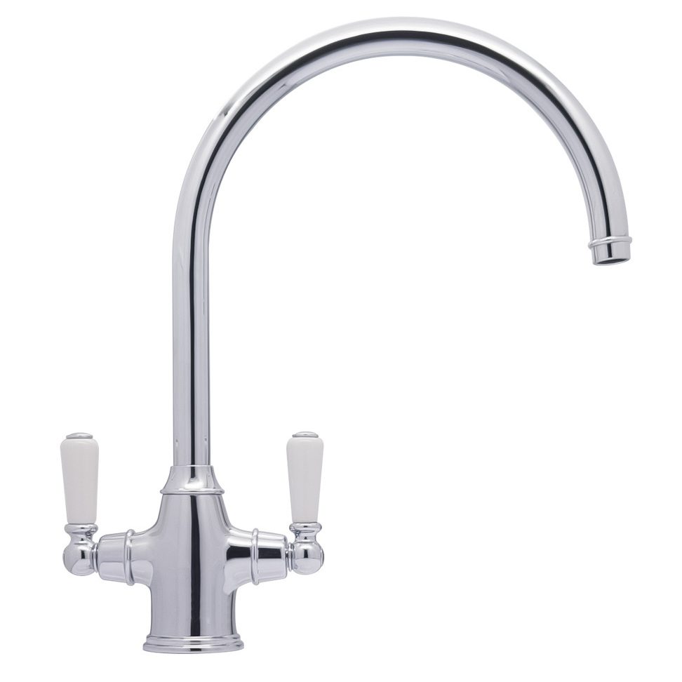 Bidbury & Co. Amesbury Kitchen Mixer Tap with White Tipped Lever Handles & Regal Aesthetic