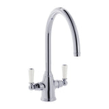 Bidbury & Co. Amesbury Kitchen Mixer Tap with White Tipped Lever Handles & Regal Aesthetic