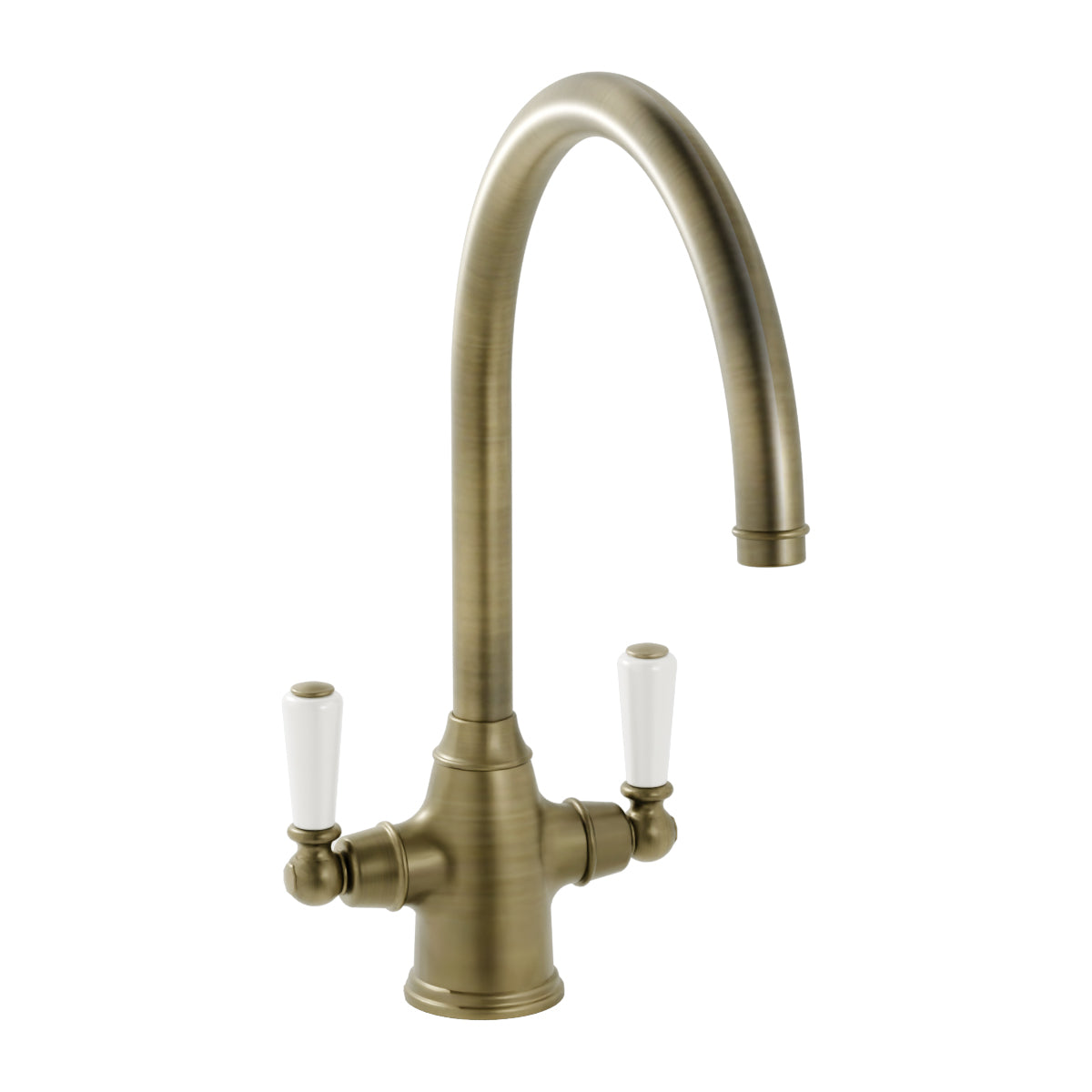 Bidbury & Co. Amesbury Kitchen Mixer Tap with White Tipped Lever Handles & Regal Aesthetic