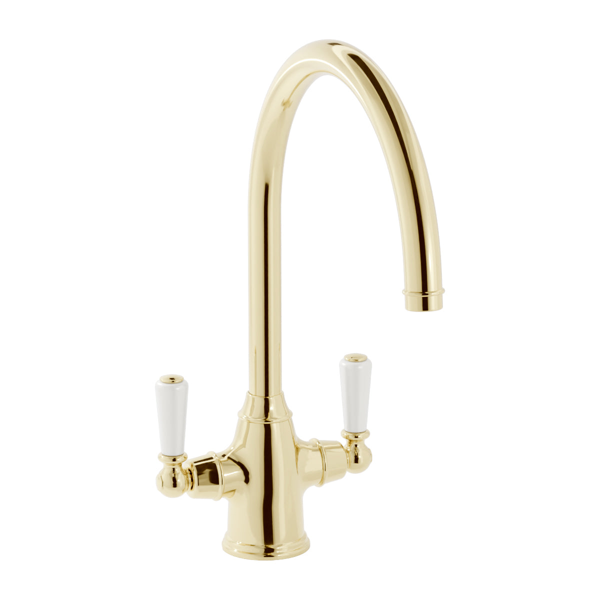 Bidbury & Co. Amesbury Kitchen Mixer Tap with White Tipped Lever Handles & Regal Aesthetic