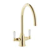 Bidbury & Co. Amesbury Kitchen Mixer Tap with White Tipped Lever Handles & Regal Aesthetic