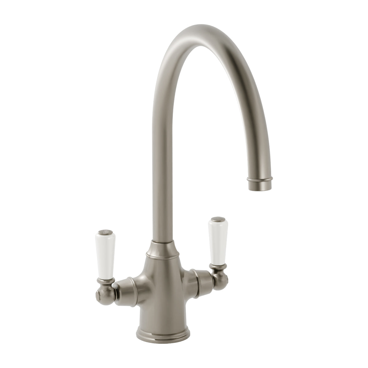 Bidbury & Co. Amesbury Kitchen Mixer Tap with White Tipped Lever Handles & Regal Aesthetic